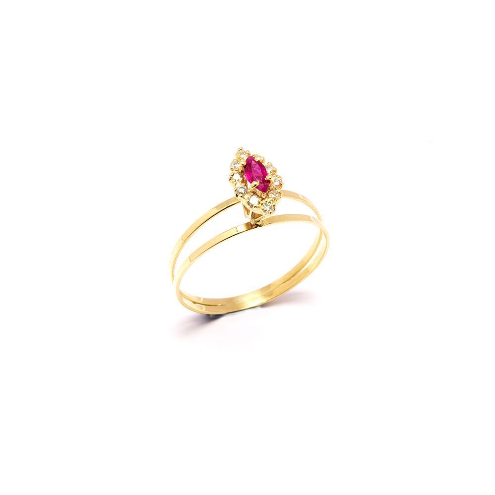 Anel Chuveiro com Rubi em Ouro 18 Kilates - 20379